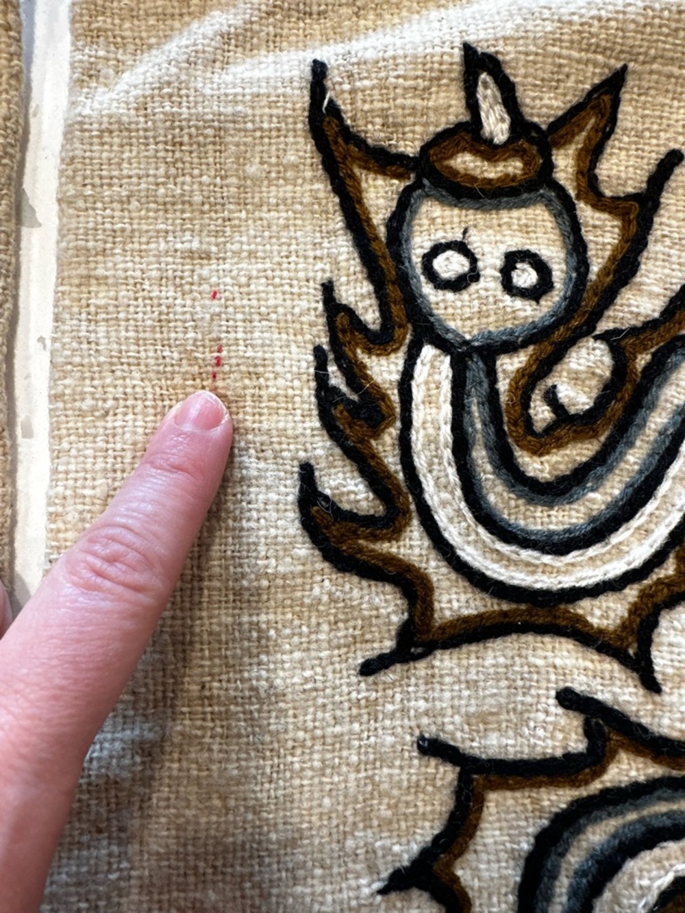 3 wool throw pillow covers: vintage hand embroidered Peruvian - Picture 7 of 7